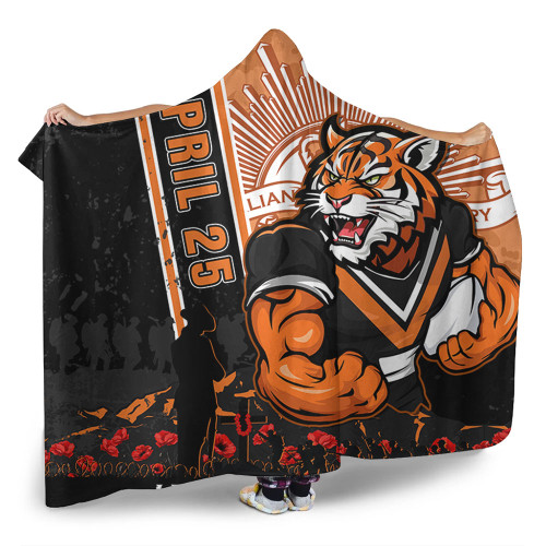 Wests Tigers Hooded Blanket Anzac Day Lest We Forget Strong Fighting Spirit Wests Tigers Hooded Blanket Anzac Day Lest We Forget Strong Fighting Spirit