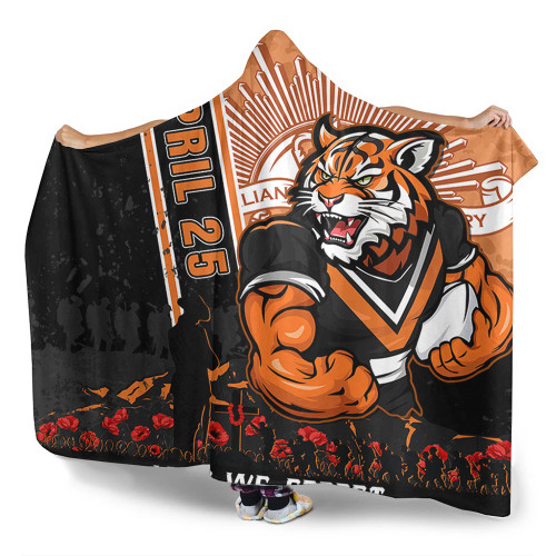 Wests Tigers Hooded Blanket Anzac Day Lest We Forget Strong Fighting Spirit Wests Tigers Hooded Blanket Anzac Day Lest We Forget Strong Fighting Spirit