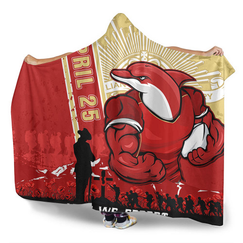 Redcliffe Dolphins Hooded Blanket Anzac Day Lest We Forget Strong Fighting Spirit