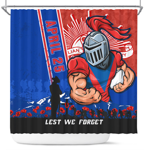 Newcastle Knights Shower Curtain Anzac Day Lest We Forget Strong Fighting Spirit