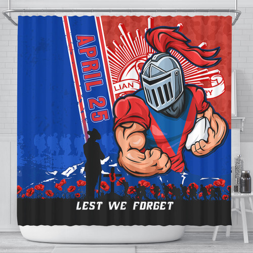 Newcastle Knights Shower Curtain Anzac Day Lest We Forget Strong Fighting Spirit