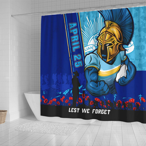 Gold Coast Titans Shower Curtain Anzac Day Lest We Forget Strong Fighting Spirit