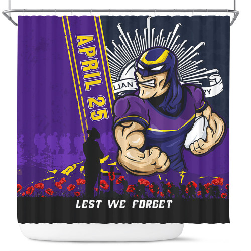 Melbourne Storm Shower Curtain Anzac Day Lest We Forget Strong Fighting Spirit