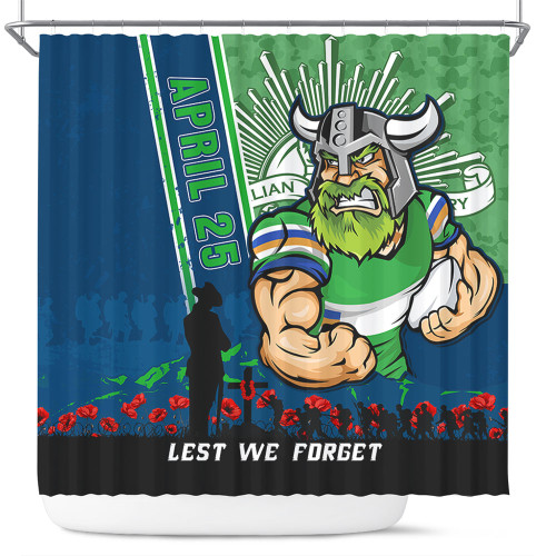 Canberra Raiders Shower Curtain Anzac Day Lest We Forget Strong Fighting Spirit