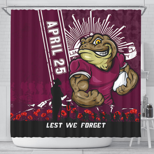 Queensland Maroons Shower Curtain Anzac Day Lest We Forget Strong Fighting Spirit Queensland Maroons Shower Curtain Anzac Day Lest We Forget Strong Fighting Spirit