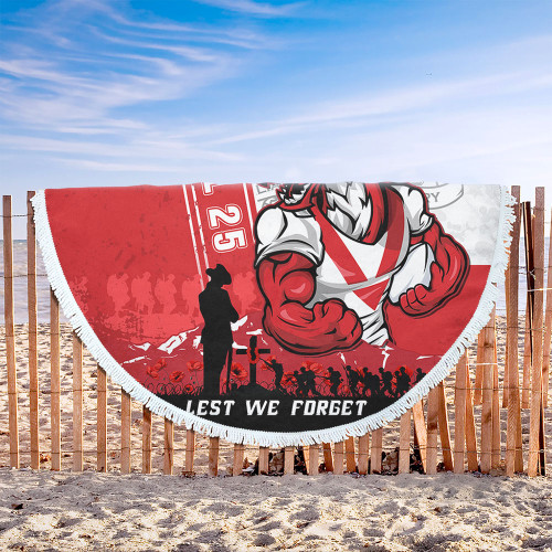St. George Illawarra Dragons Beach Blanket Anzac Day Lest We Forget Strong Fighting Spirit
