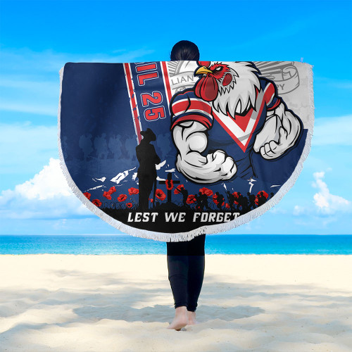 Sydney Roosters Beach Blanket Anzac Day Lest We Forget Strong Fighting Spirit