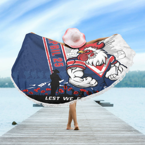 Sydney Roosters Beach Blanket Anzac Day Lest We Forget Strong Fighting Spirit