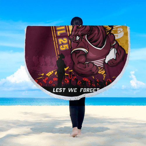 Brisbane Broncos Beach Blanket Anzac Day Lest We Forget Strong Fighting Spirit
