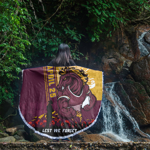 Brisbane Broncos Beach Blanket Anzac Day Lest We Forget Strong Fighting Spirit