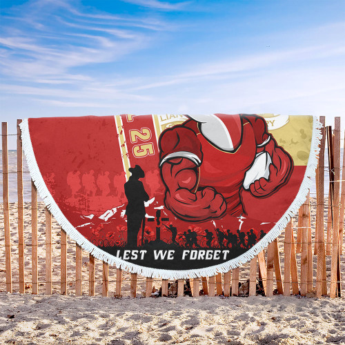 Redcliffe Dolphins Beach Blanket Anzac Day Lest We Forget Strong Fighting Spirit