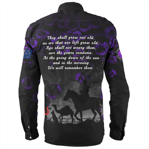 Australia Long Sleeve Shirt Anzac Day Purple Poppy Tribute Remembered Together Australia Long Sleeve Shirt Anzac Day Purple Poppy Tribute Remembered Together