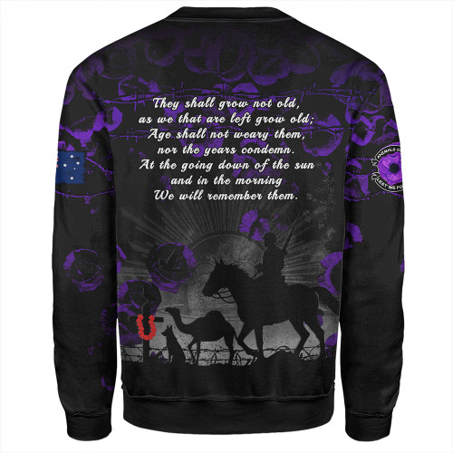 Australia Sweatshirt Anzac Day Purple Poppy Tribute Remembered Together Australia Sweatshirt Anzac Day Purple Poppy Tribute Remembered Together