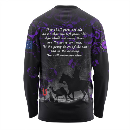 Australia Long Sleeve T-shirt Anzac Day Purple Poppy Tribute Remembered Together Australia Long Sleeve T-shirt Anzac Day Purple Poppy Tribute Remembered Together