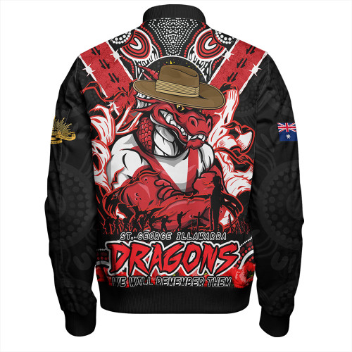 St. George Illawarra Dragons Bomber Jacket Ripped Legacy Of The Game The ANZAC Spirit Lives On