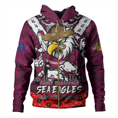 Manly Warringah Sea Eagles Hoodie Ripped Legacy Of The Game The ANZAC Spirit Lives On