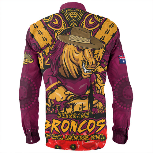 Brisbane Broncos Long Sleeve Shirt Ripped Legacy Of The Game The ANZAC Spirit Lives On