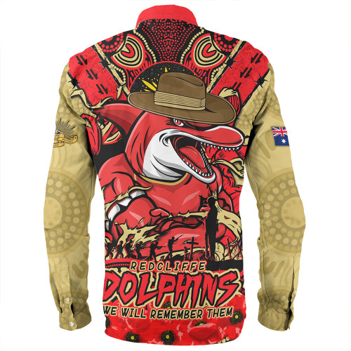 Redcliffe Dolphins Long Sleeve Shirt Ripped Legacy Of The Game The ANZAC Spirit Lives On