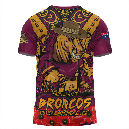 Brisbane Broncos T-Shirt Ripped Legacy Of The Game The ANZAC Spirit Lives On