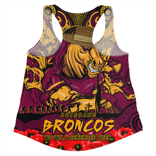 Brisbane Broncos Women Racerback Singlet Ripped Legacy Of The Game The ANZAC Spirit Lives On