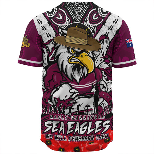 Manly Warringah Sea Eagles Baseball Shirt Ripped Legacy Of The Game The ANZAC Spirit Lives On