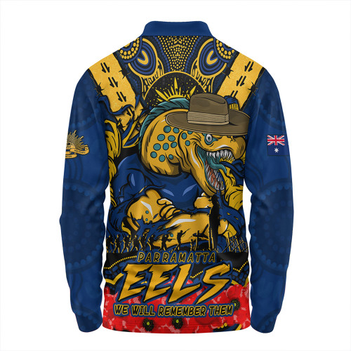 Parramatta Eels Long Sleeve Polo Shirt Ripped Legacy Of The Game The ANZAC Spirit Lives On