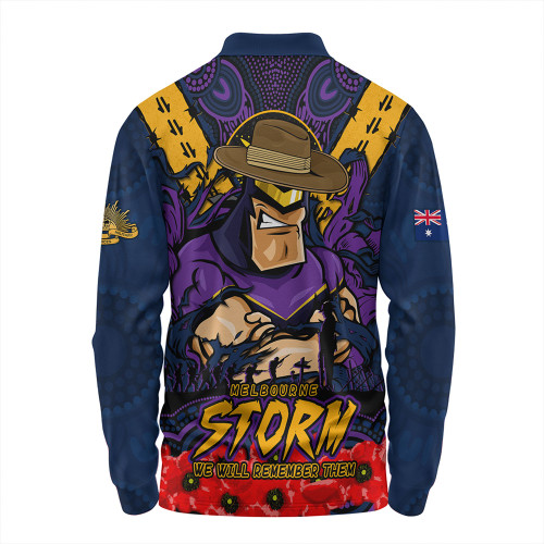 Melbourne Storm Long Sleeve Polo Shirt Ripped Legacy Of The Game The ANZAC Spirit Lives On Melbourne Storm Long Sleeve Polo Shirt Ripped Legacy Of The Game The ANZAC Spirit Lives On
