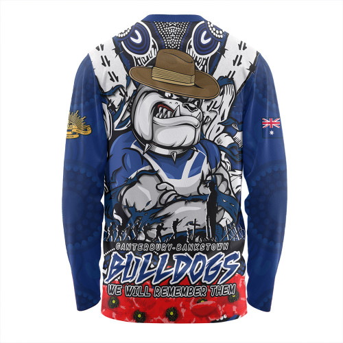 Canterbury-Bankstown Bulldogs Long Sleeve T-shirt Ripped Legacy Of The Game The ANZAC Spirit Lives On