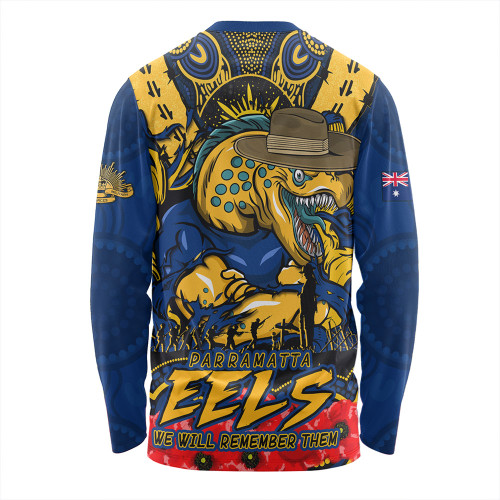 Parramatta Eels Long Sleeve T-shirt Ripped Legacy Of The Game The ANZAC Spirit Lives On Parramatta Eels Long Sleeve T-shirt Ripped Legacy Of The Game The ANZAC Spirit Lives On