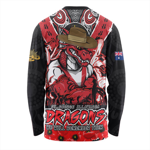 St. George Illawarra Dragons Long Sleeve T-shirt Ripped Legacy Of The Game The ANZAC Spirit Lives On St. George Illawarra Dragons Long Sleeve T-shirt Ripped Legacy Of The Game The ANZAC Spirit Lives On
