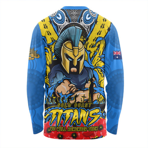 Gold Coast Titans Long Sleeve T-shirt Ripped Legacy Of The Game The ANZAC Spirit Lives On