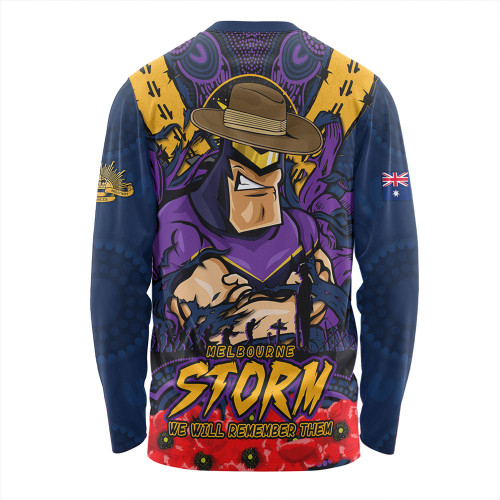 Melbourne Storm Long Sleeve T-shirt Ripped Legacy Of The Game The ANZAC Spirit Lives On Melbourne Storm Long Sleeve T-shirt Ripped Legacy Of The Game The ANZAC Spirit Lives On