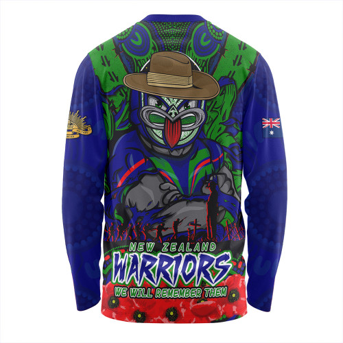 New Zealand Warriors Long Sleeve T-shirt Ripped Legacy Of The Game The ANZAC Spirit Lives On