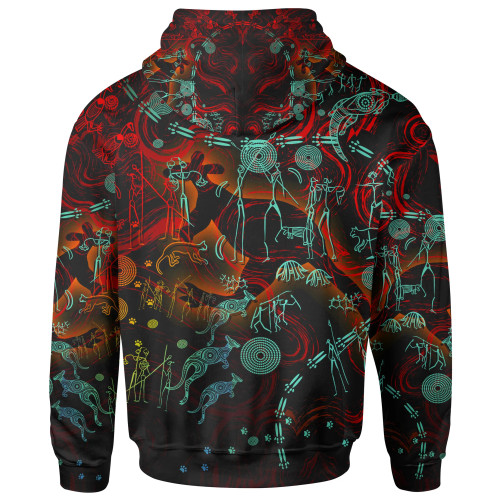 Australia Hoodie - Kangaroo Adults Indigenous Art