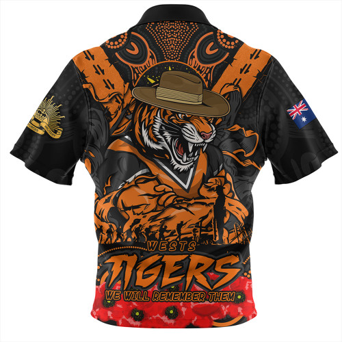 Wests Tigers Zip Polo Shirt Ripped Legacy Of The Game The ANZAC Spirit Lives On