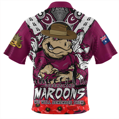 Queensland Maroons Zip Polo Shirt Ripped Legacy Of The Game The ANZAC Spirit Lives On