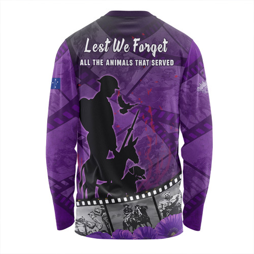 Australia Long Sleeve T-shirt Anzac Day Lest We Forget Historical Footage Of Animals