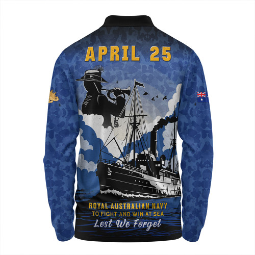 Australia Long Sleeve Polo Shirt Anzac Day Royal Australian Navy Camouflage Style Australia Long Sleeve Polo Shirt Anzac Day Royal Australian Navy Camouflage Style