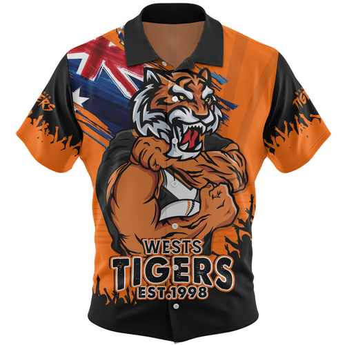 Wests Tigers Hawaiian Shirt Heart Of A Fighter Tough And Fearless