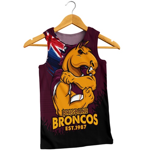 Brisbane Broncos Men Singlet Heart Of A Fighter Tough And Fearless