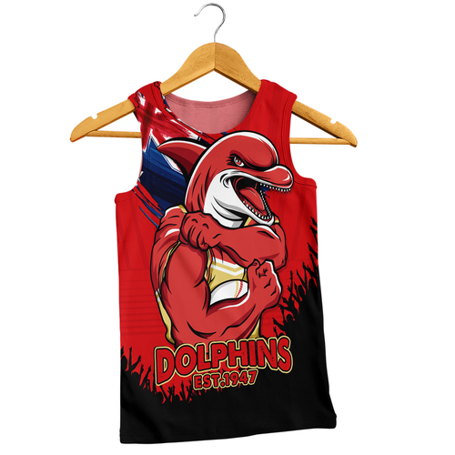 Redcliffe Dolphins Men Singlet Heart Of A Fighter Tough And Fearless