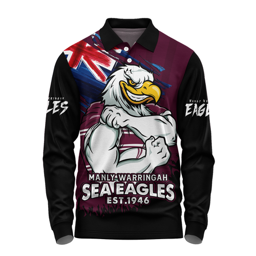 Manly Warringah Sea Eagles Long Sleeve Polo Shirt Heart Of A Fighter Tough And Fearless Manly Warringah Sea Eagles Long Sleeve Polo Shirt Heart Of A Fighter Tough And Fearless