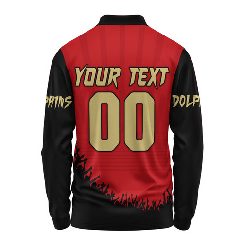 Redcliffe Dolphins Long Sleeve Polo Shirt Heart Of A Fighter Tough And Fearless Redcliffe Dolphins Long Sleeve Polo Shirt Heart Of A Fighter Tough And Fearless