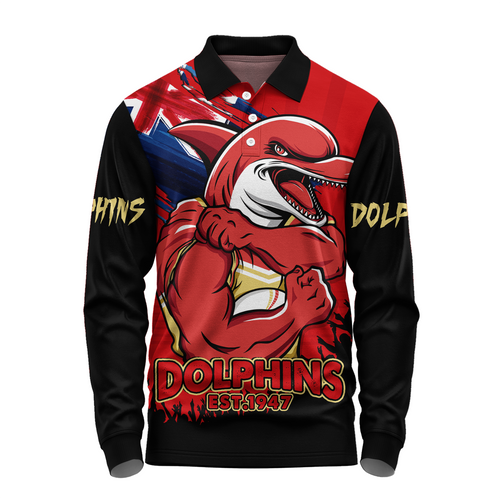 Redcliffe Dolphins Long Sleeve Polo Shirt Heart Of A Fighter Tough And Fearless Redcliffe Dolphins Long Sleeve Polo Shirt Heart Of A Fighter Tough And Fearless