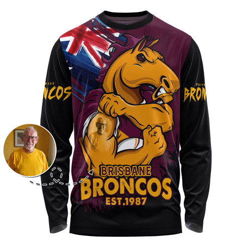 Brisbane Broncos Long Sleeve T-shirt Heart Of A Fighter Tough And Fearless