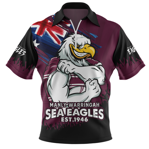 Manly Warringah Sea Eagles Zip Polo Shirt Heart Of A Fighter Tough And Fearless Manly Warringah Sea Eagles Zip Polo Shirt Heart Of A Fighter Tough And Fearless