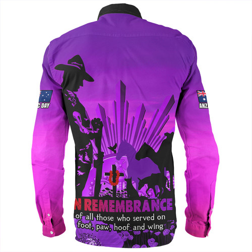 Australia Long Sleeve Shirt Anzac Day Animal Companions Forever Remembered