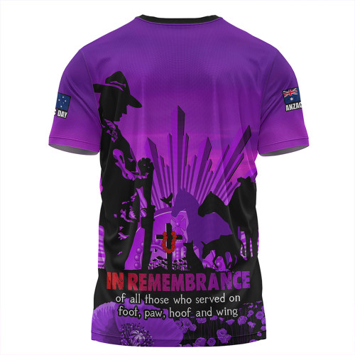 Australia T-Shirt Anzac Day Animal Companions Forever Remembered Australia T-Shirt Anzac Day Animal Companions Forever Remembered