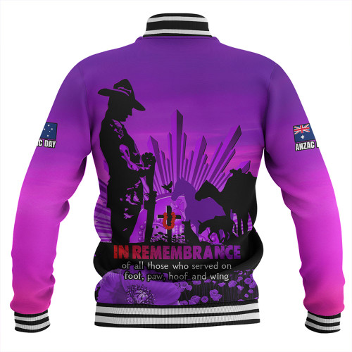 Australia Baseball Jacket Anzac Day Animal Companions Forever Remembered