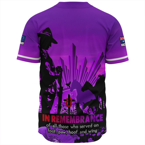 Australia Baseball Shirt Anzac Day Animal Companions Forever Remembered Australia Baseball Shirt Anzac Day Animal Companions Forever Remembered